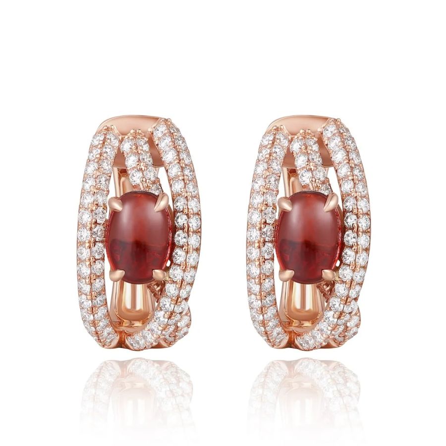 Garnet diamond earring - 952