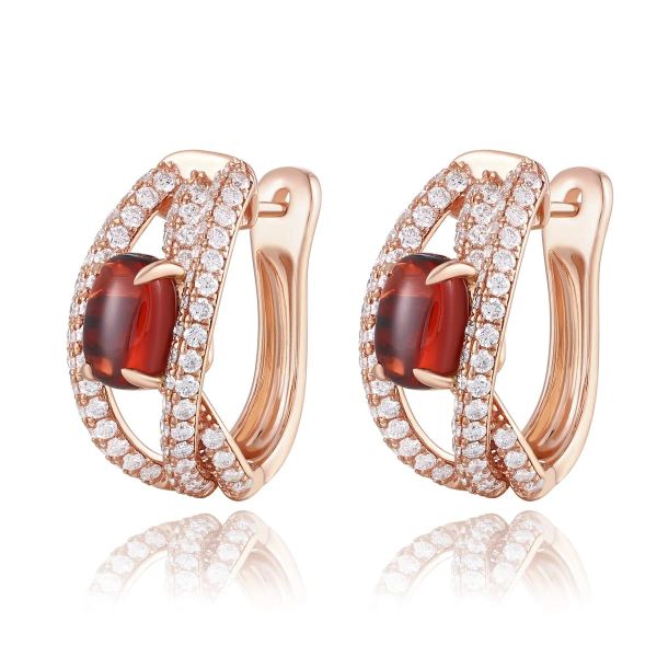 Garnet diamond earring - 952 #3