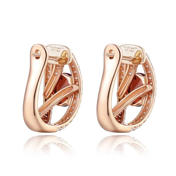 Garnet diamond earring - 952 #4