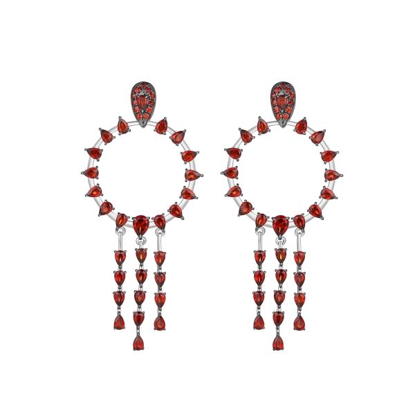 Šperky s granáty stříbro náušnice - 420 #2