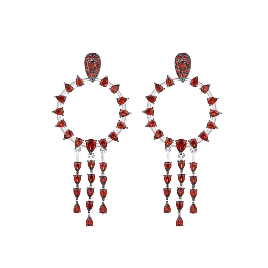 Šperky s granáty stříbro náušnice - 420