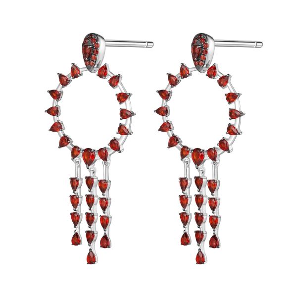 Šperky s granáty stříbro náušnice - 420 #3