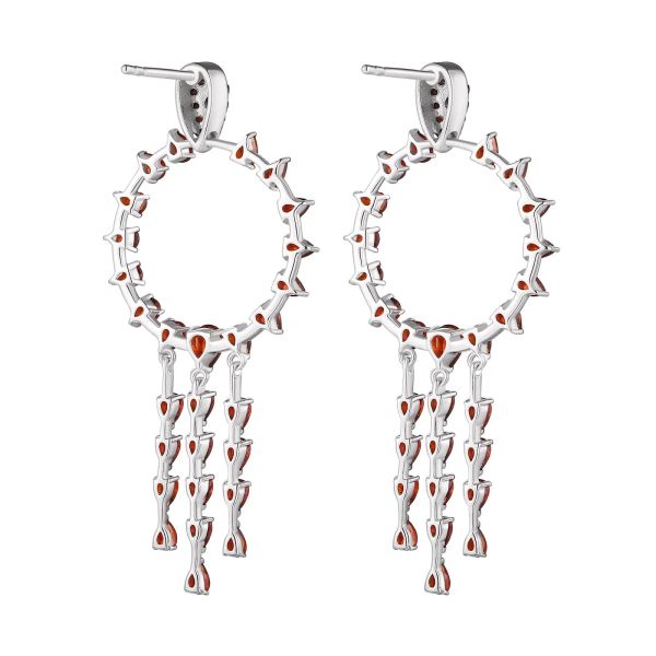 Šperky s granáty stříbro náušnice - 420 #4