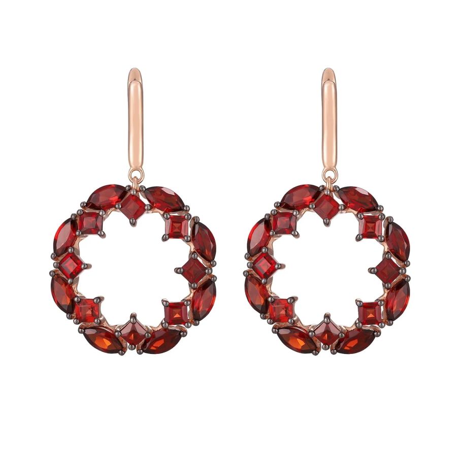 Garnet gold earring - 351