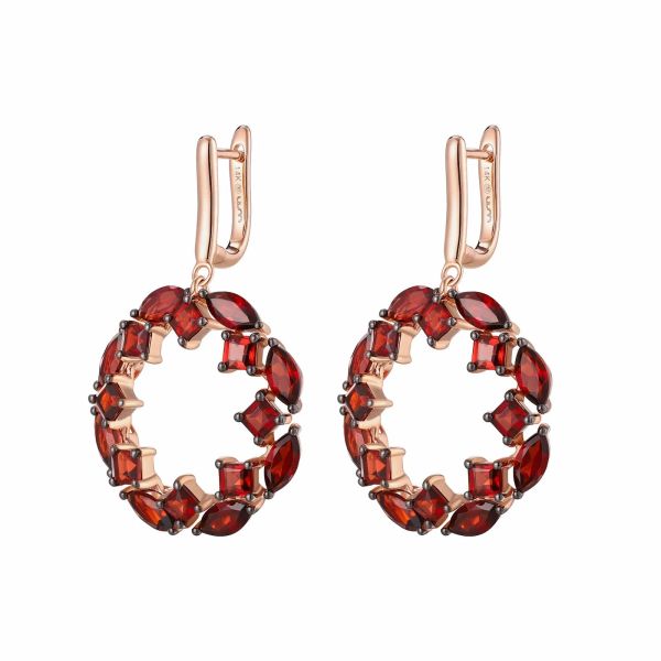 Garnet gold earring - 351 #3