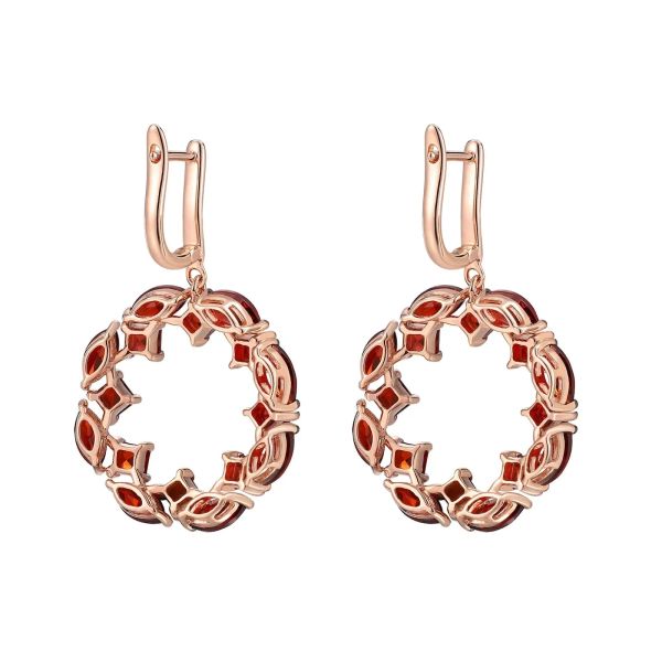 Garnet gold earring - 351 #4