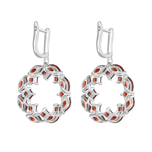 Šperky s granáty stříbro náušnice - 382 #4