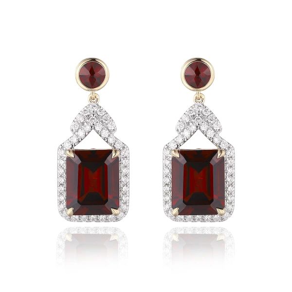 Šperky s granáty diamant náušnice - 546 #2