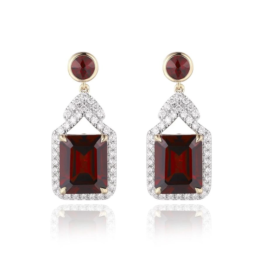 Šperky s granáty diamant náušnice - 546