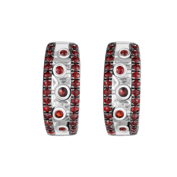 Garnet silver earring - 380 #2