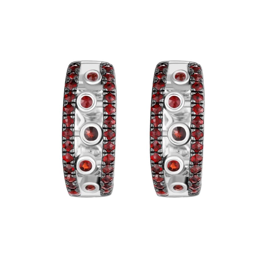 Garnet silver earring - 380