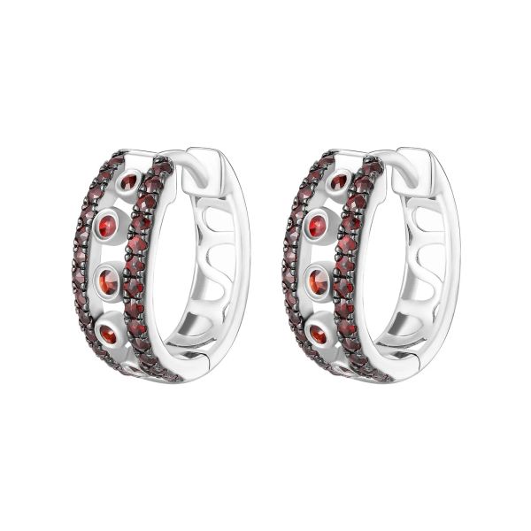 Garnet silver earring - 380 #3