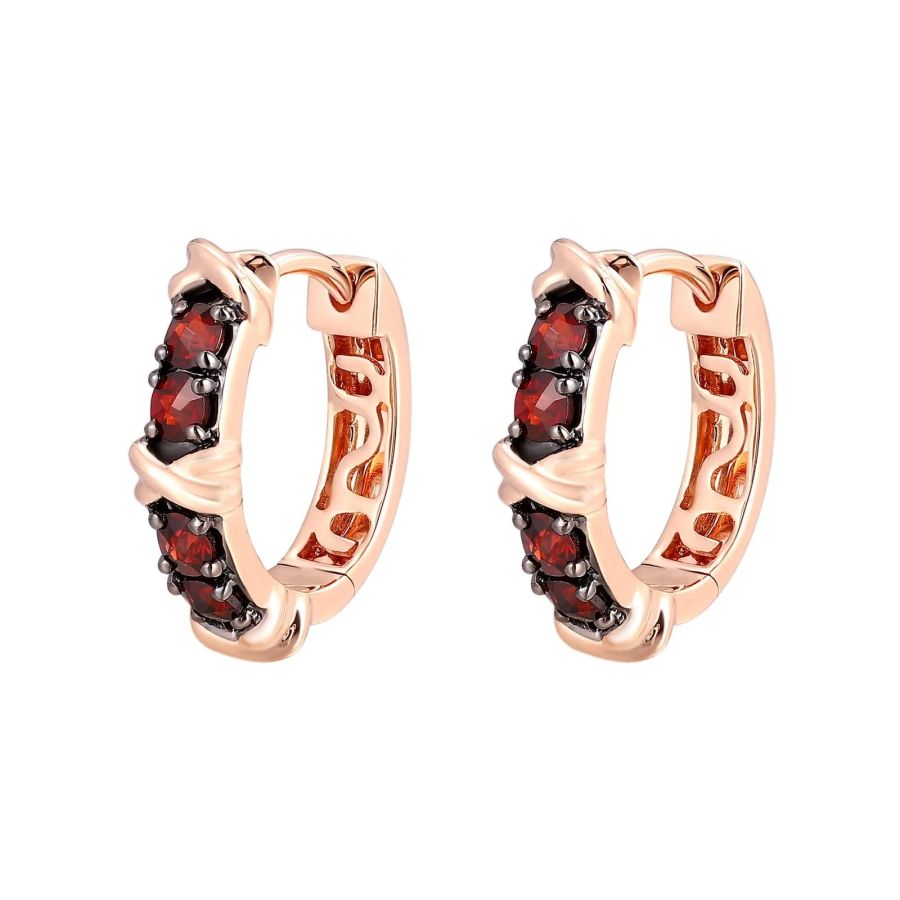 Garnet gold earring - 357