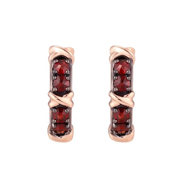 Garnet gold earring - 357 #3