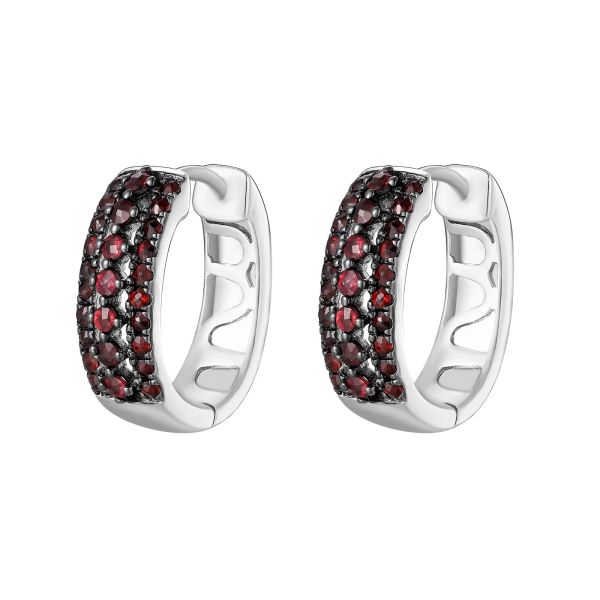 Garnet silver earring - 381 #3