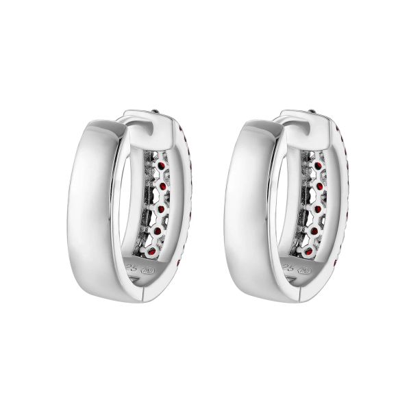 Garnet silver earring - 381 #4