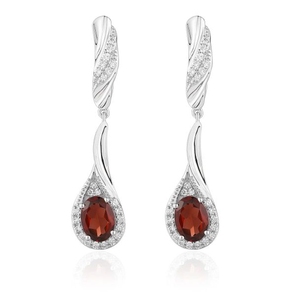 Garnet diamond earring - 549 #2