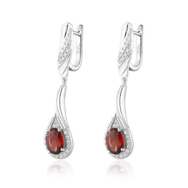 Garnet diamond earring - 549 #3