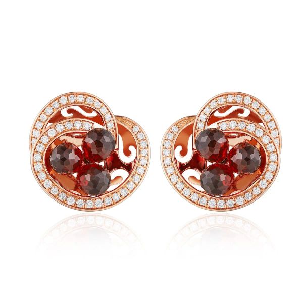 Garnet diamond earring - 972 #2