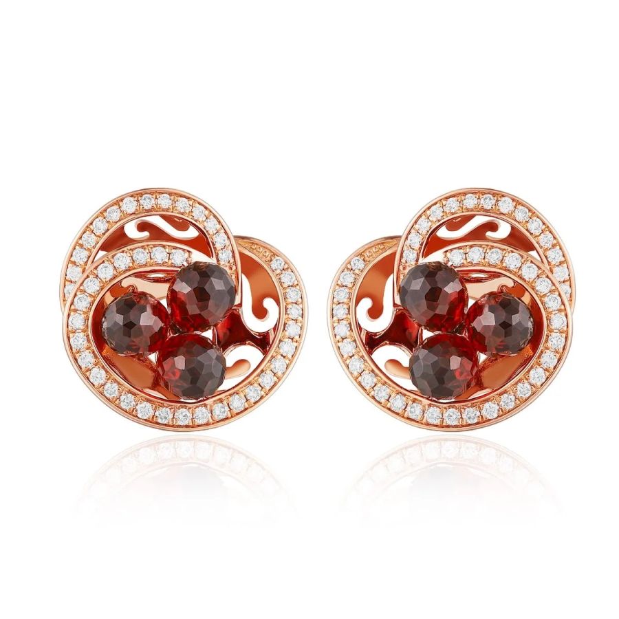 Garnet diamond earring - 972