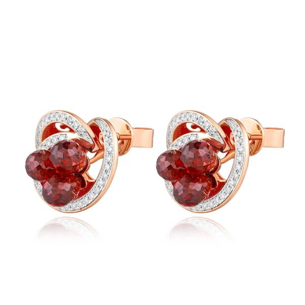 Garnet diamond earring - 972 #3