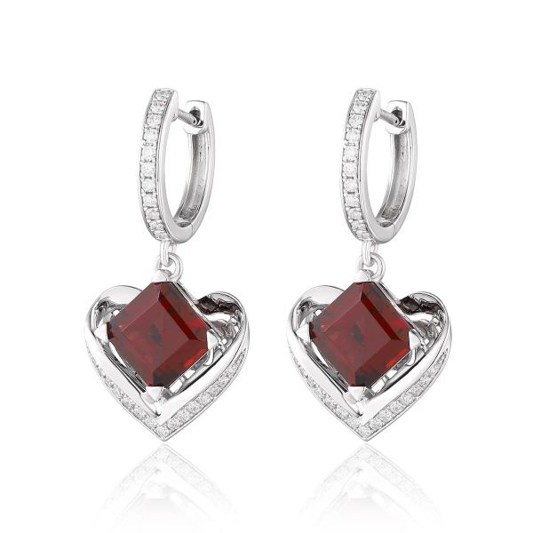 Garnet diamond earring - 551 #2