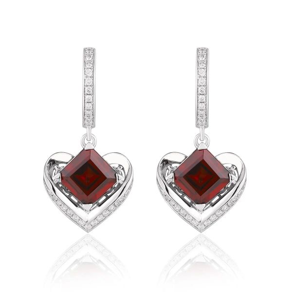 Garnet diamond earring - 551 #3