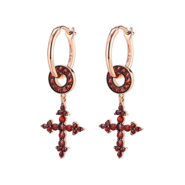 Garnet gold earring - 362 #3