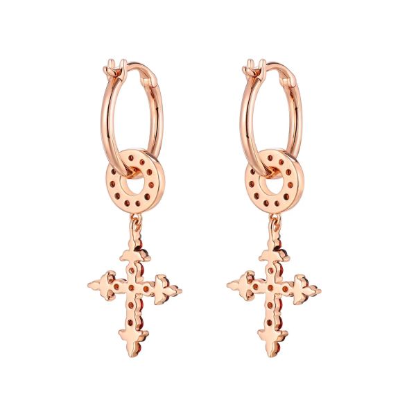 Garnet gold earring - 362 #4