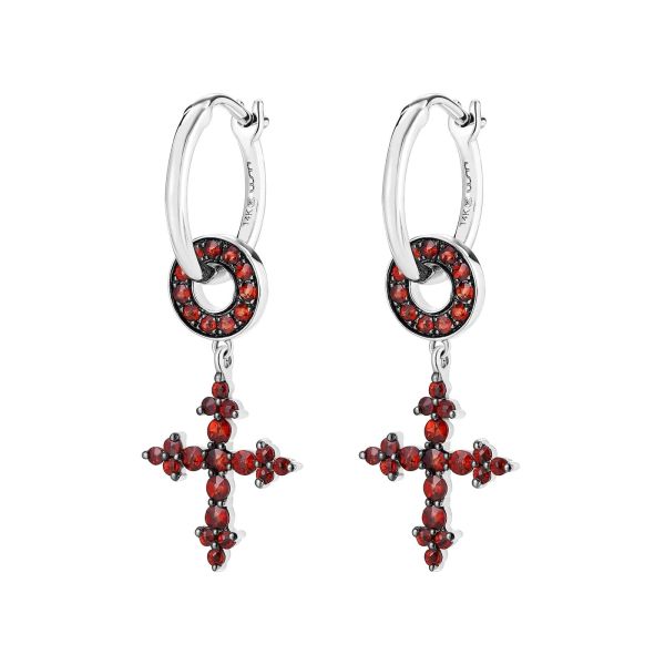 Garnet silver earring - 1010 #2