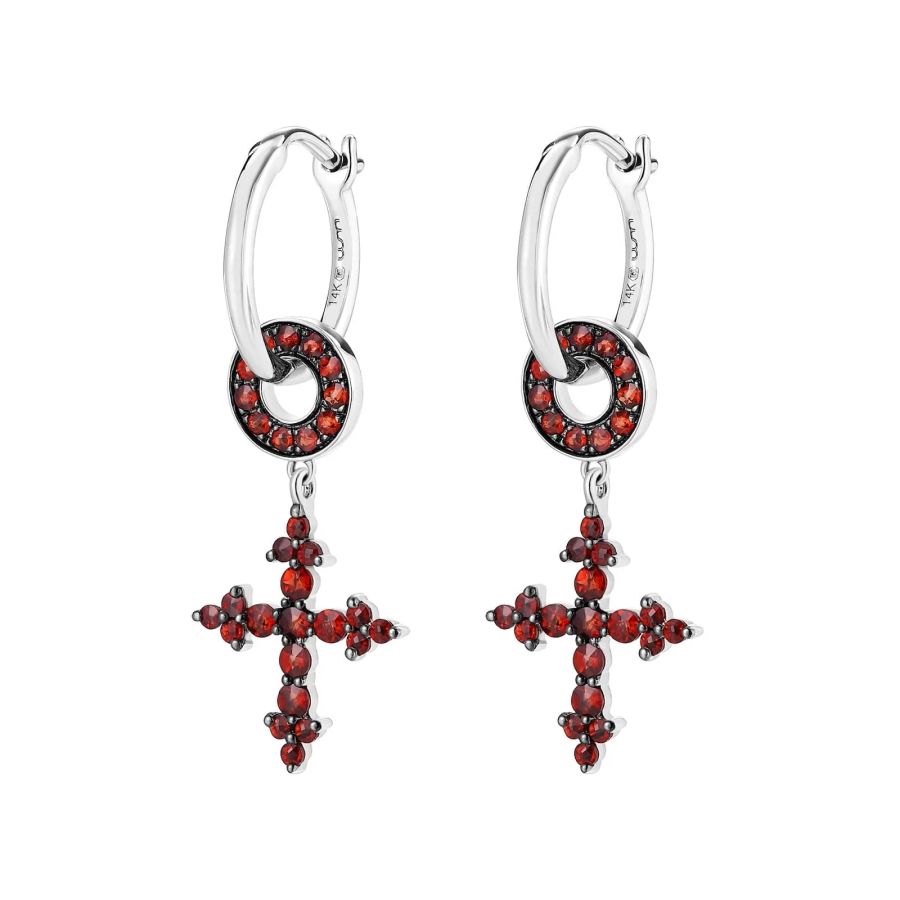 Garnet silver earring - 1010