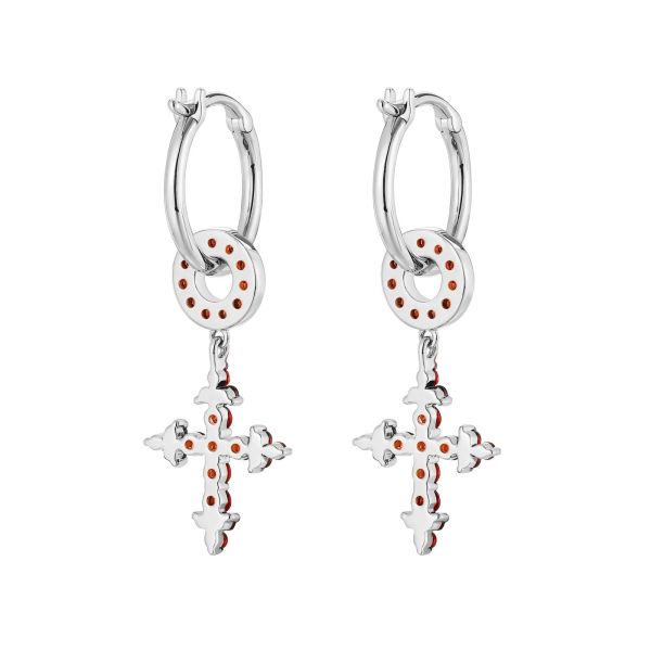 Garnet silver earring - 1010 #3