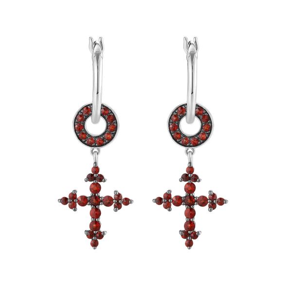 Garnet silver earring - 1010 #4
