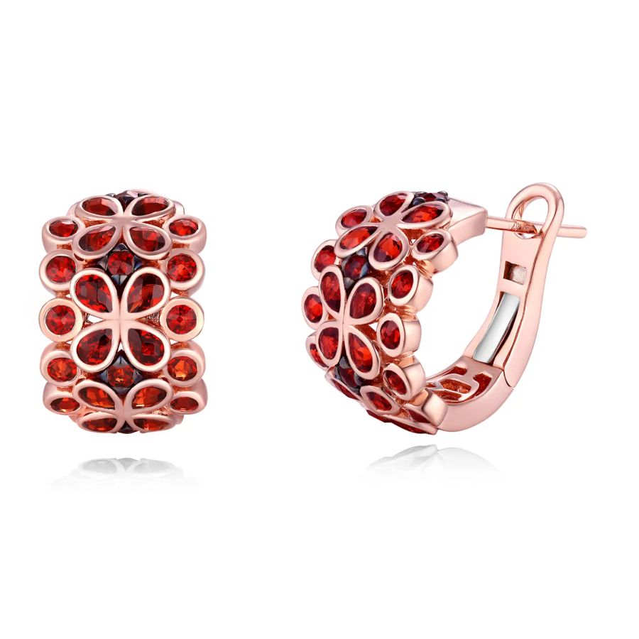 Šperky s granáty zlato náušnice - 579