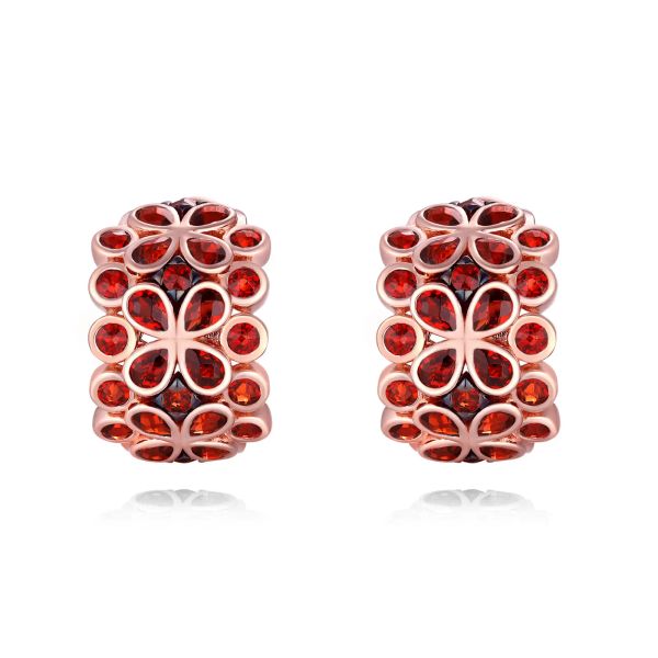 Šperky s granáty zlato náušnice - 579 #3