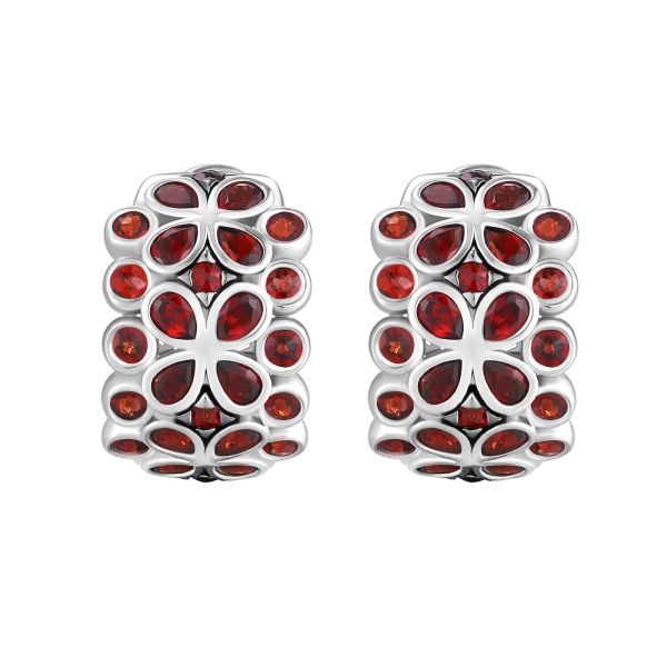 Garnet silver earring - 589 #2