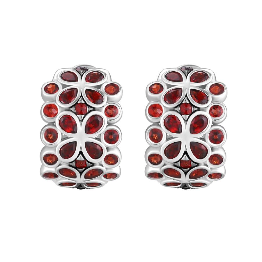 Garnet silver earring - 589