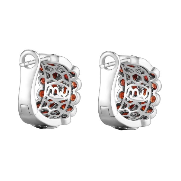 Garnet silver earring - 589 #4