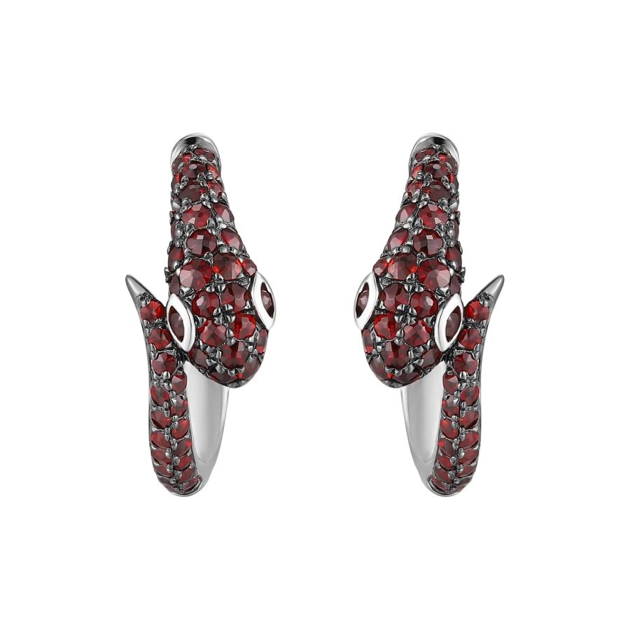 Garnet silver earring - 425