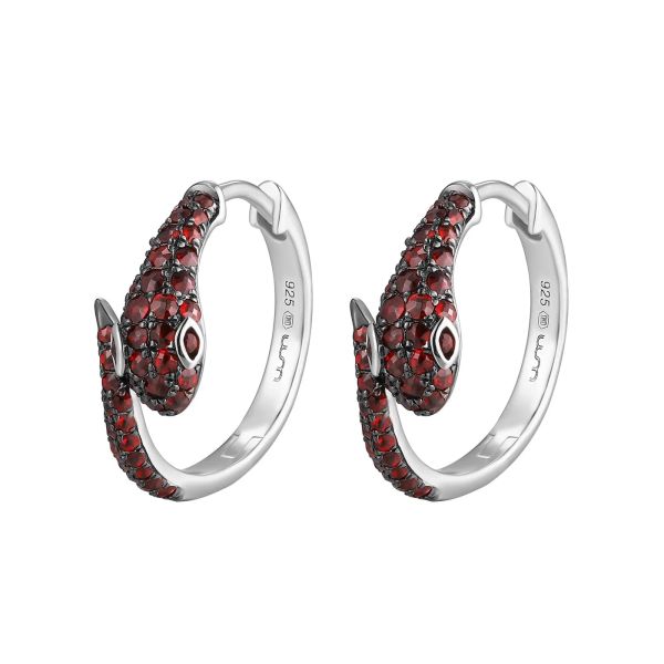Garnet silver earring - 425 #3
