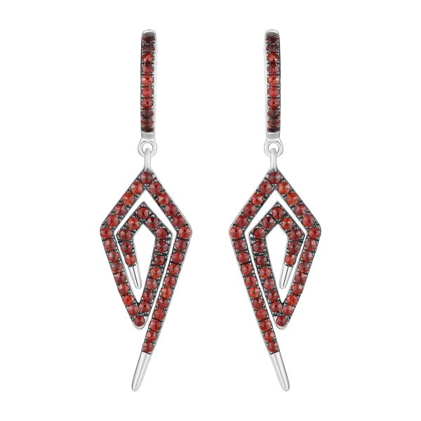 Šperky s granáty stříbro náušnice - 384 #2