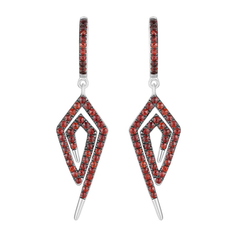 Šperky s granáty stříbro náušnice - 384