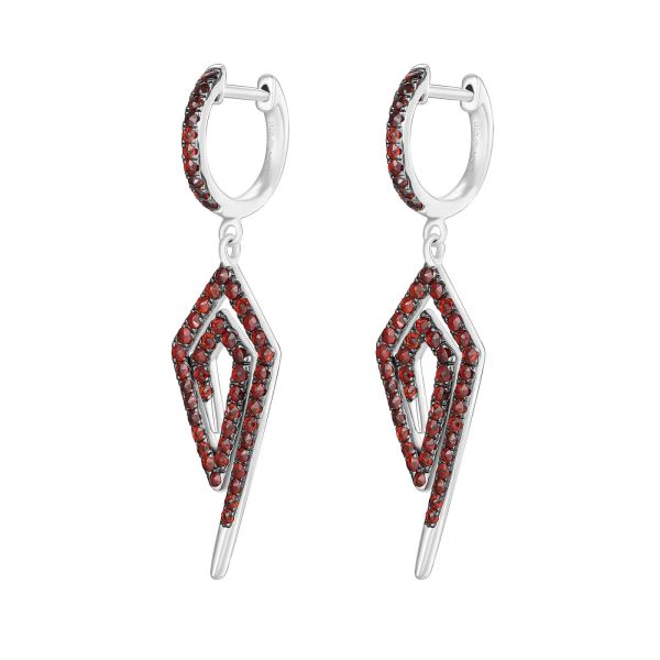 Šperky s granáty stříbro náušnice - 384 #4