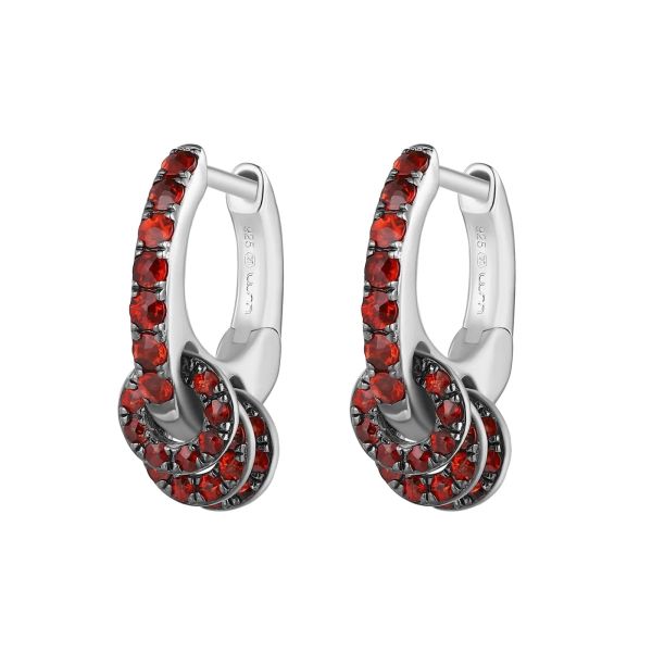 Šperky s granáty stříbro náušnice - 419 #3