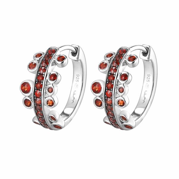 Šperky s granáty stříbro náušnice - 423 #2