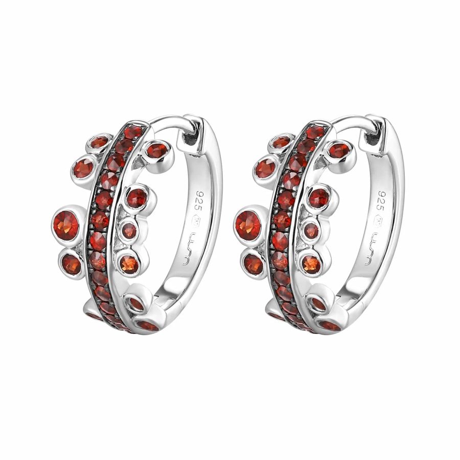 Šperky s granáty stříbro náušnice - 423