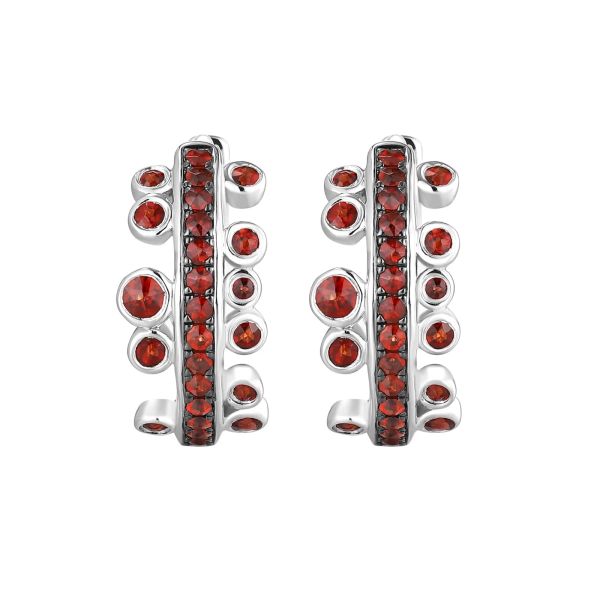 Šperky s granáty stříbro náušnice - 423 #3