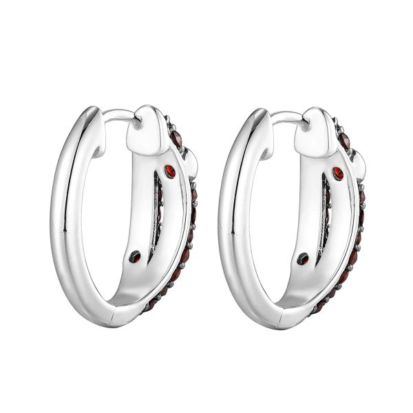 Garnet silver earring - 424 #4