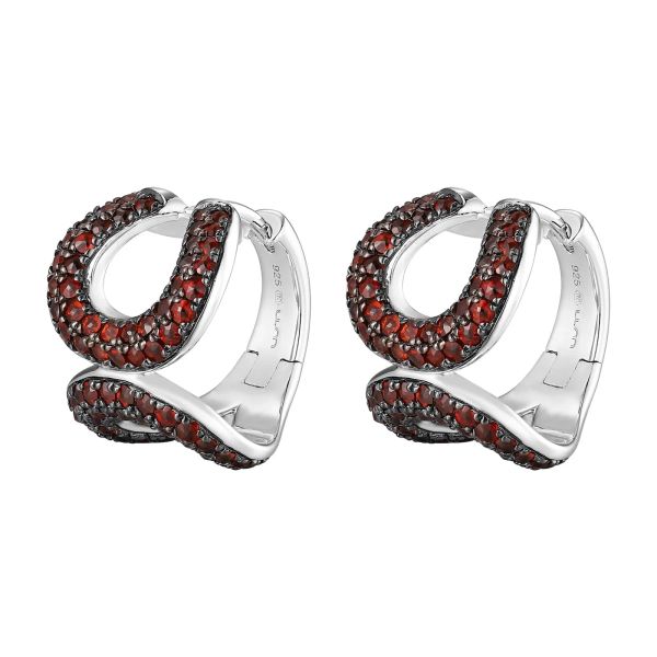 Šperky s granáty stříbro náušnice - 435 #2