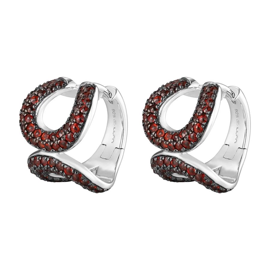 Šperky s granáty stříbro náušnice - 435